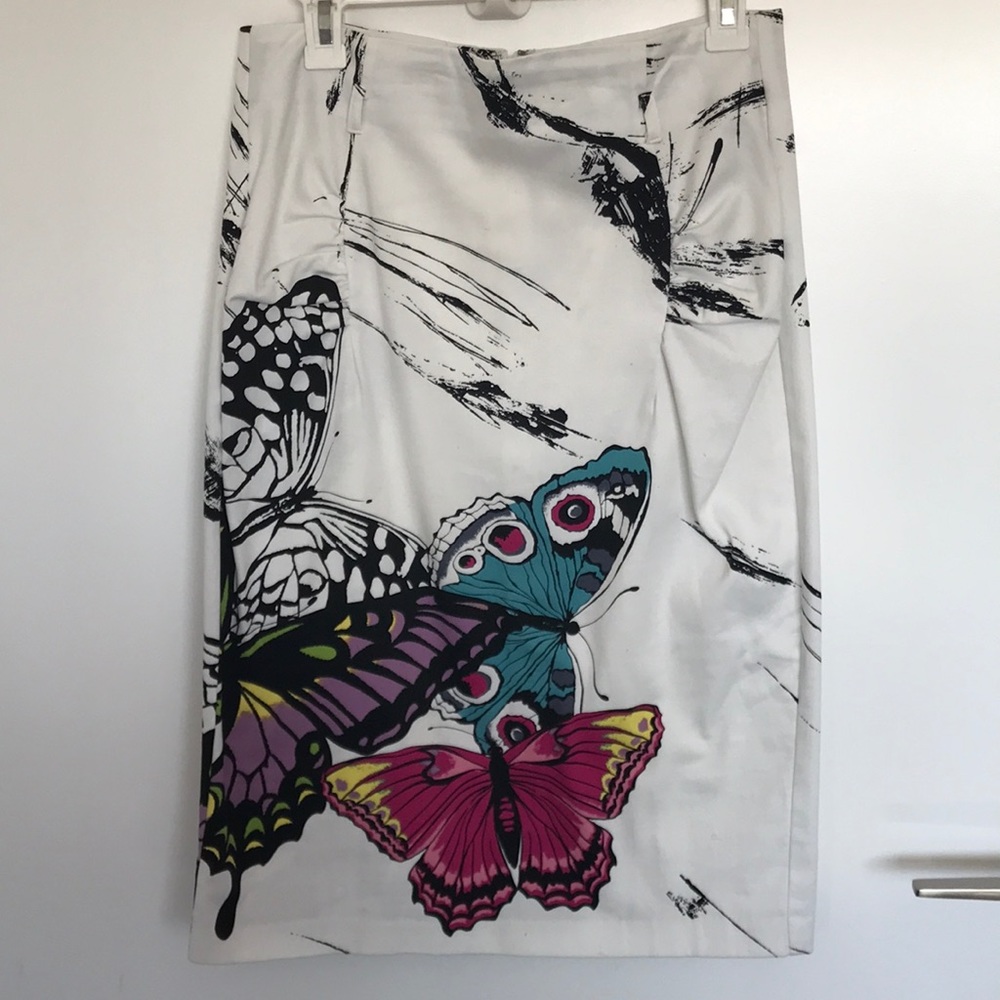 White Skirt with Butterfly Print